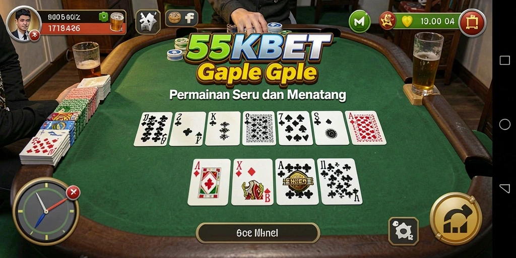 Screenshot gameplay 55KBET yang menunjukkan serunya permainan Gaple.