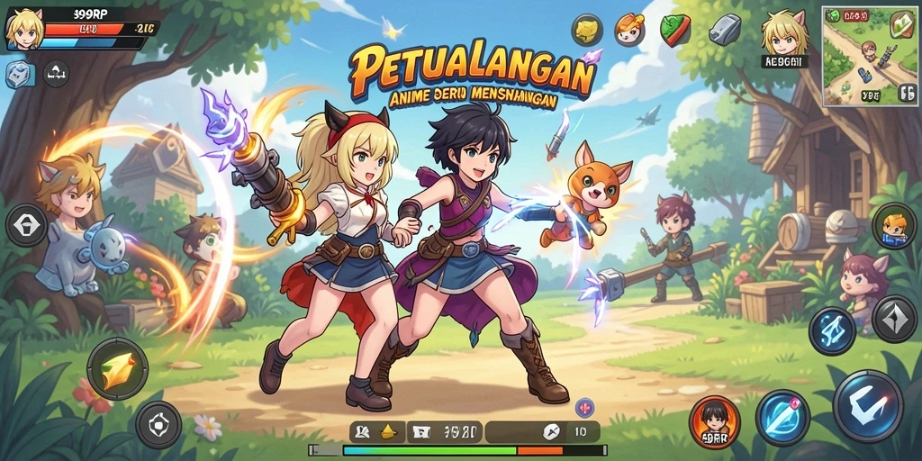 Tampilan gameplay seru dari 99RP dengan karakter Anime unik.