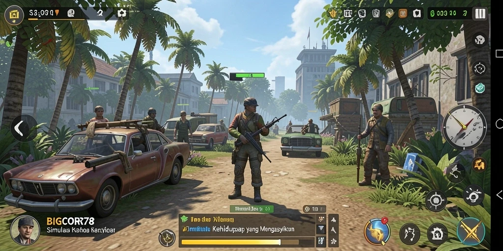 Screenshot gameplay <strong>BIGCOR78</strong> dengan karakter yang berinteraksi di dunia virtual.