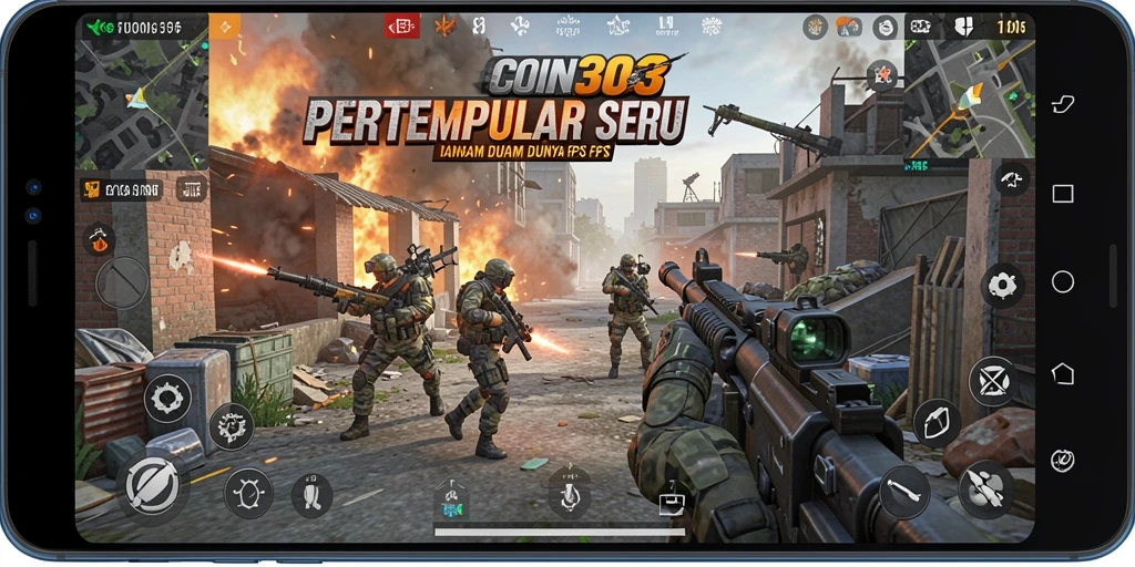 Gameplay seru COIN303 dengan aksi tembak-menembak yang intens.