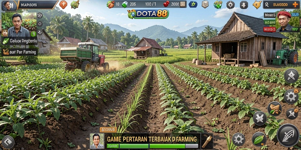 Screenshot DOTA88 menunjukkan aktivitas seru dalam bertani.