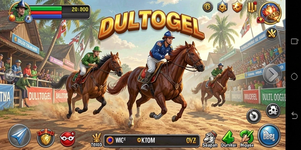 Screenshot gameplay DULTOGEL menampilkan aksi balap yang menarik.