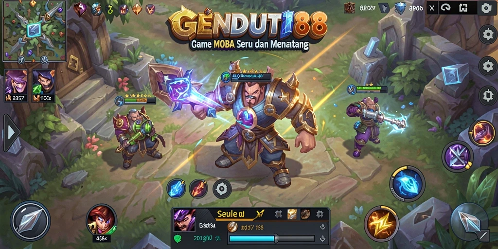 Screenshot gameplay GENDUT188 yang menampilkan aksi seru dalam pertempuran MOBA.