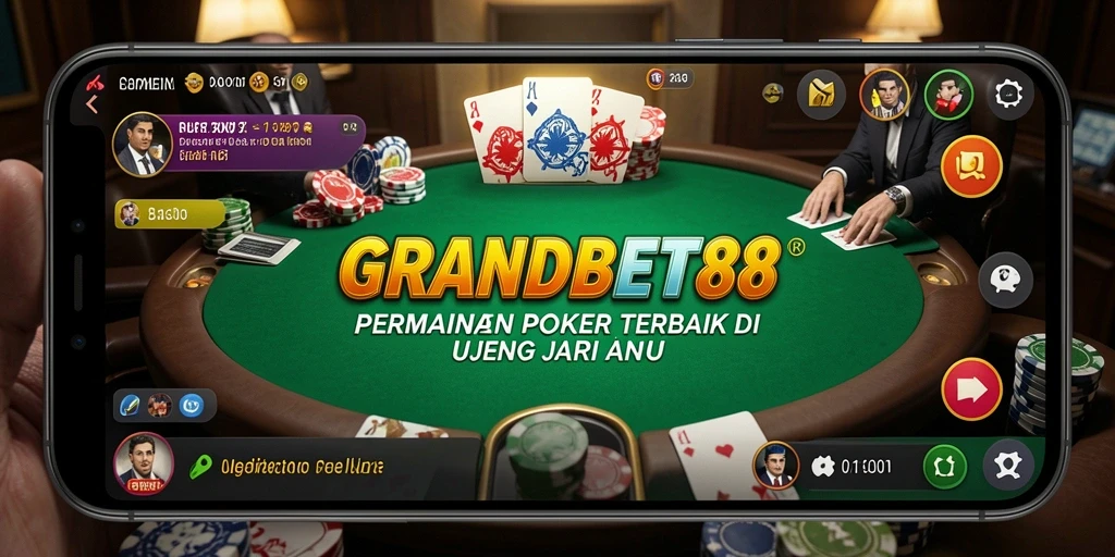 Screenshot gameplay menarik dari GRANDBET88 yang menunjukkan aksi poker seru.