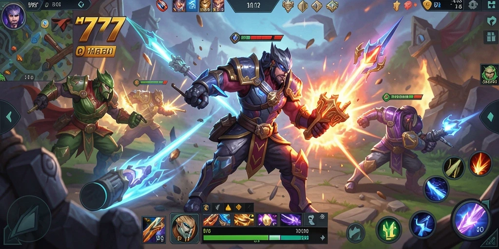 Tampilan gameplay seru dalam HQ777 dengan aksi pertarungan strategis.