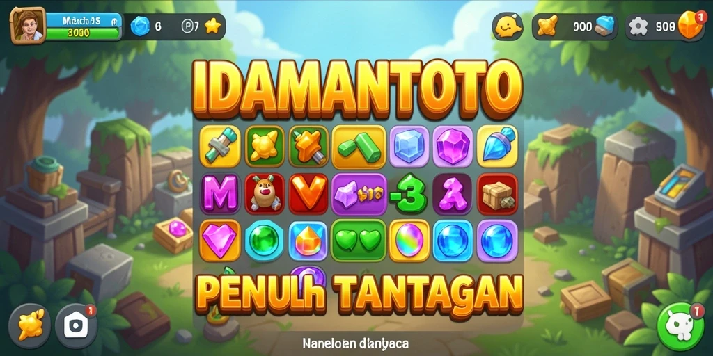Tampilan gameplay seru IDAMANTOTO dengan elemen Match-3 yang menarik.