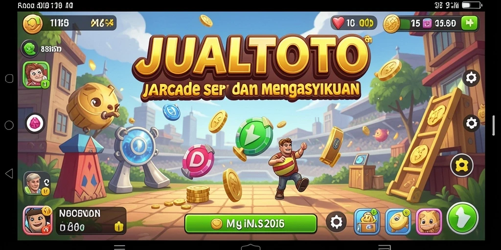 Tampilan gameplay seru dari JUALTOTO yang penuh warna dan tantangan.