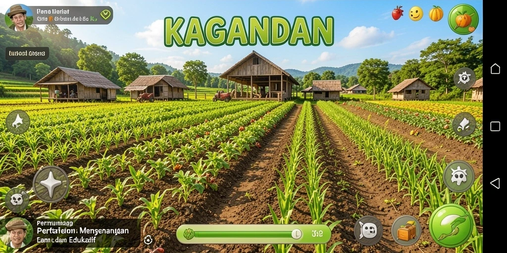 Screenshot KAGANDAN menampilkan petani yang sedang merawat ladang.