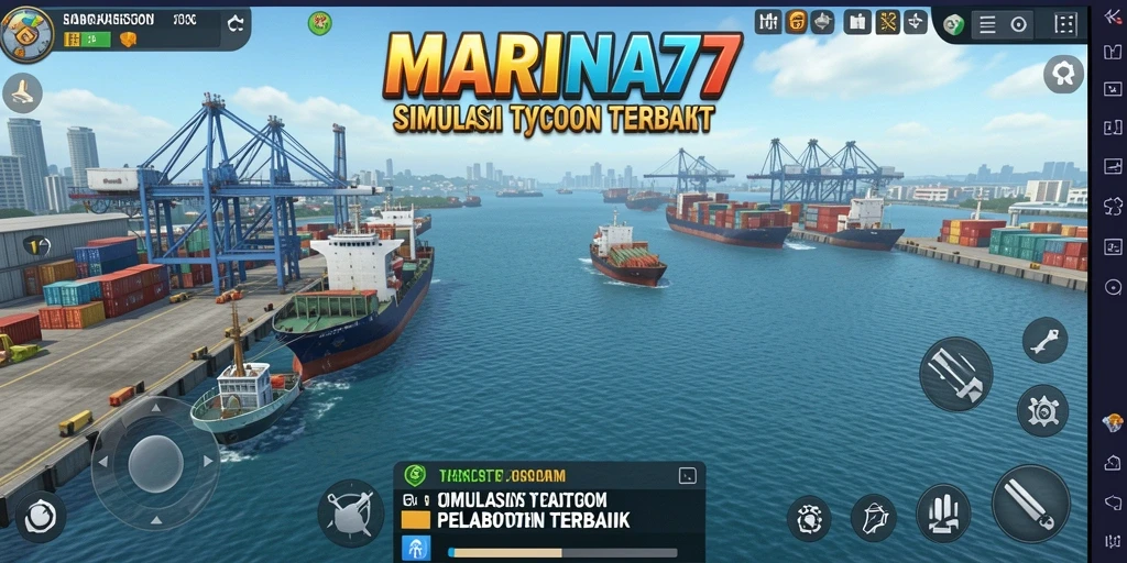 Screenshot gameplay <strong>MARINA77</strong> menunjukkan manajemen pelabuhan yang dinamis.