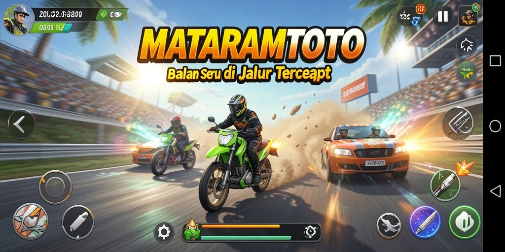 Tampilan gameplay Racing seru di MATARAMTOTO, penuh adrenalin.