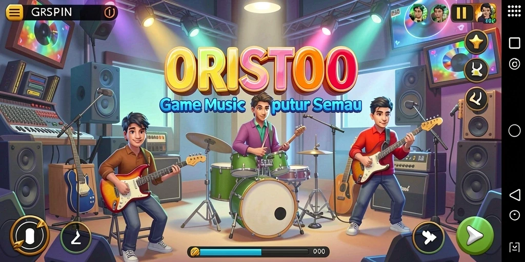 Screenshot gameplay ORISTOTO yang menampilkan aksi permainan musik.