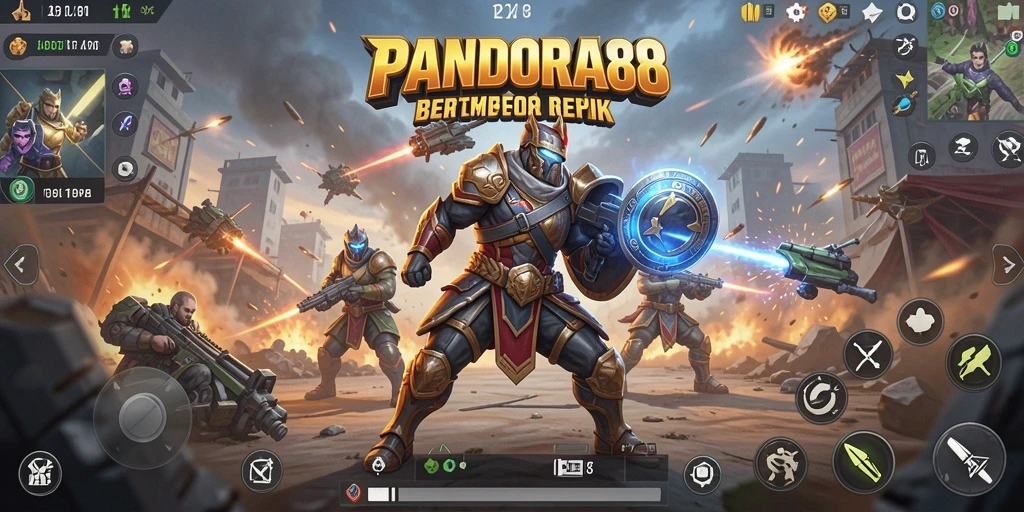 Gameplay thrilling PANDORA88 dengan pertempuran intens Battle Royale.