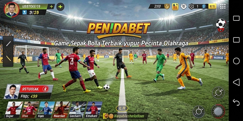 Tampilan gameplay PENIDABET yang menampilkan aksi sepak bola yang seru.