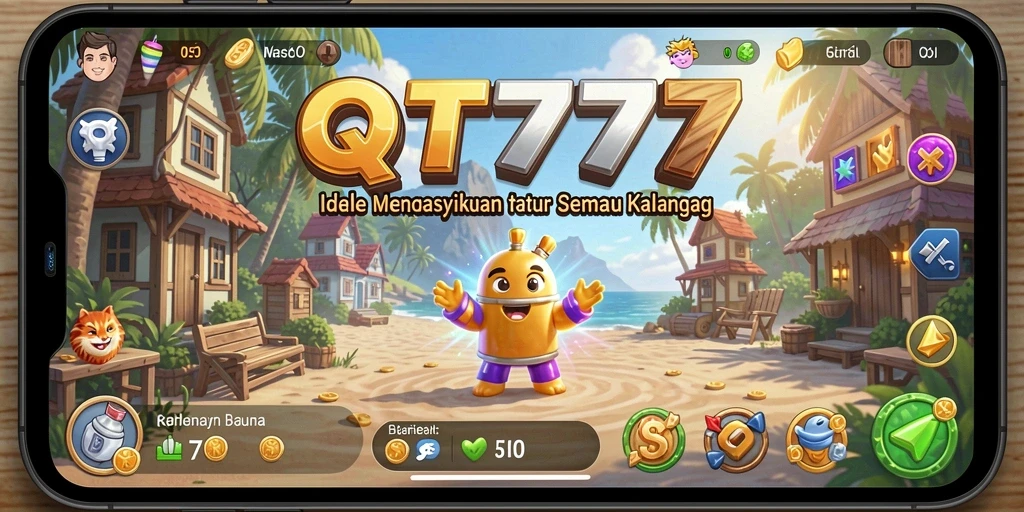 Screenshot gameplay menunjukkan karakter yang mengumpulkan sumber daya di dunia Idle.