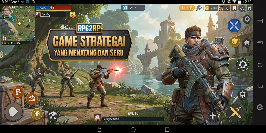 Screenshot utama RP62RP yang menunjukkan aksi strategi menegangkan.