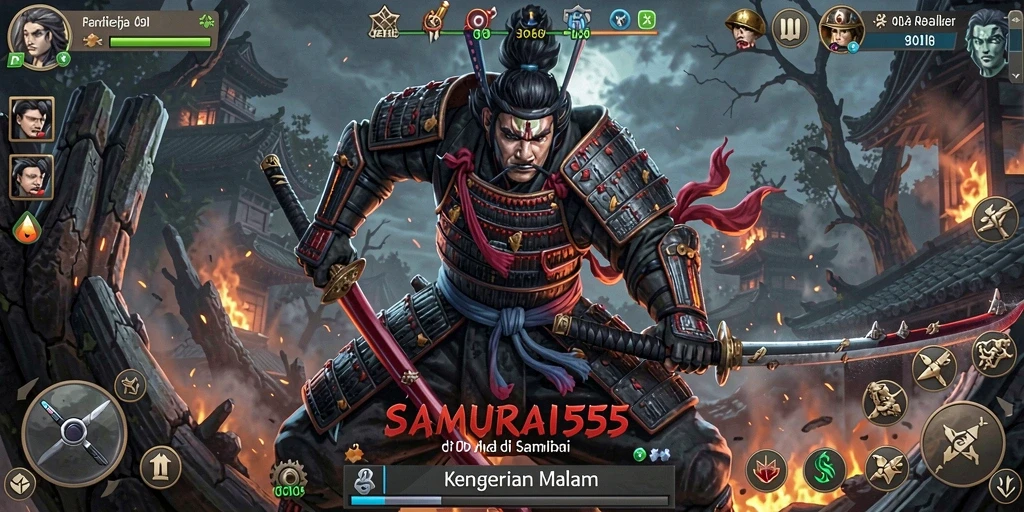 Tangkapan layar gameplay <strong>SAMURAI555</strong> menampilkan suasana menegangkan di dunia horor.