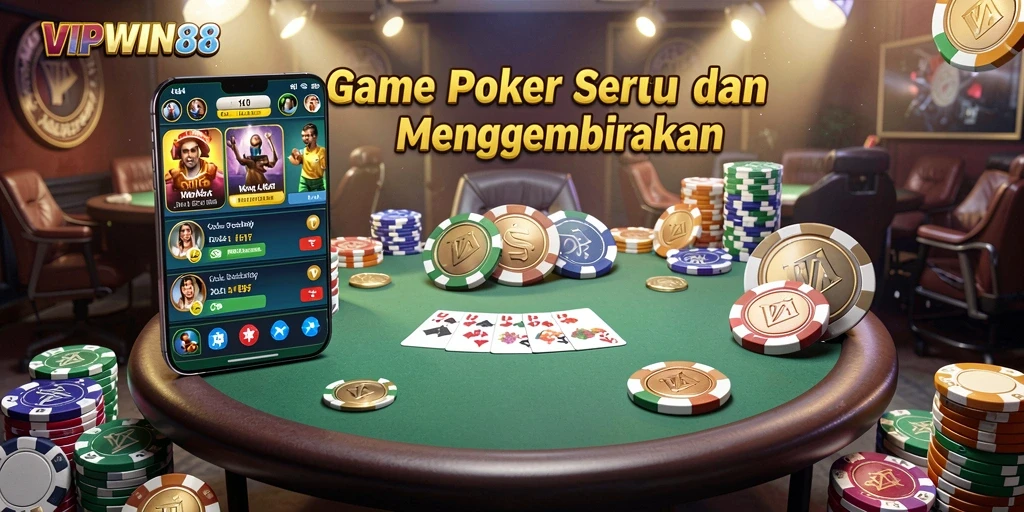 Tampilan gameplay poker yang intens dan mendebarkan.