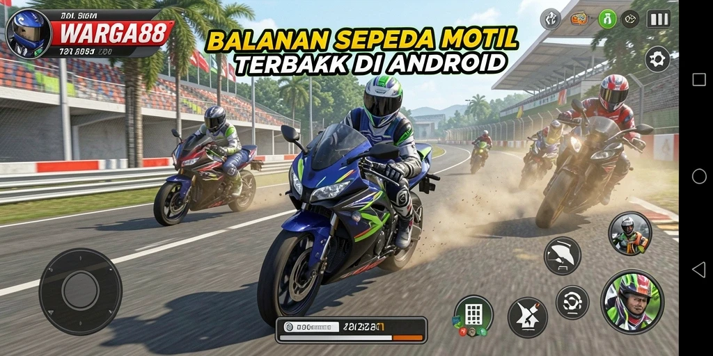 Gameplay seru dalam balapan sepeda motor di <strong>WARGA88</strong> dengan trek yang menantang.